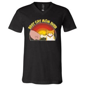 Retro Best Cat Mom Ever V-Neck T-Shirt