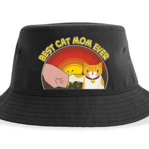 Retro Best Cat Mom Ever Sustainable Bucket Hat