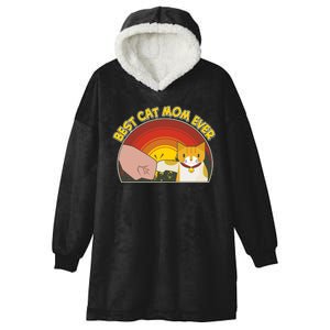 Retro Best Cat Mom Ever Hooded Wearable Blanket