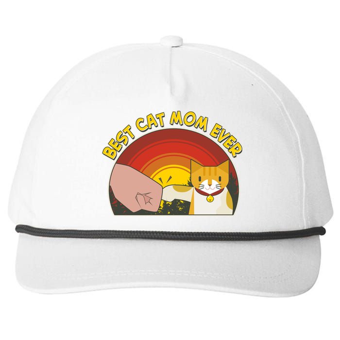 Retro Best Cat Mom Ever Snapback Five-Panel Rope Hat