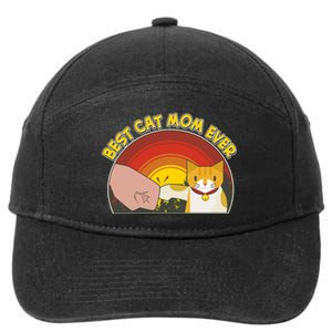 Retro Best Cat Mom Ever 7-Panel Snapback Hat