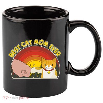 Retro Best Cat Mom Ever 11oz C Handle Ceramic Mug