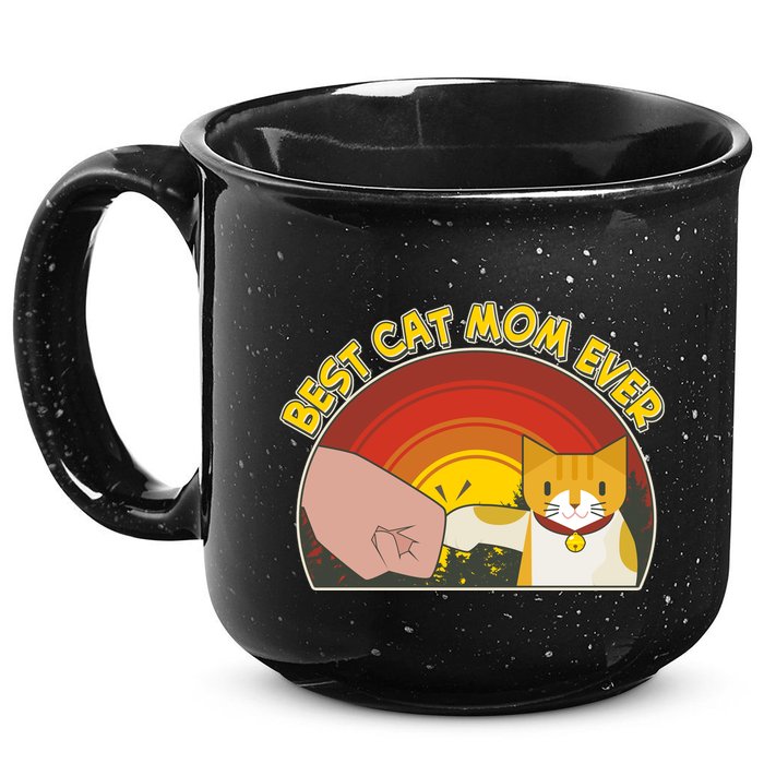 Retro Best Cat Mom Ever 15oz Campfire Ceramic Mug