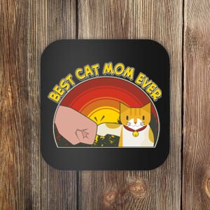 Retro Best Cat Mom Ever Coaster