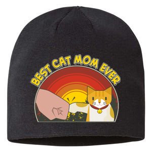 Retro Best Cat Mom Ever Sustainable Beanie