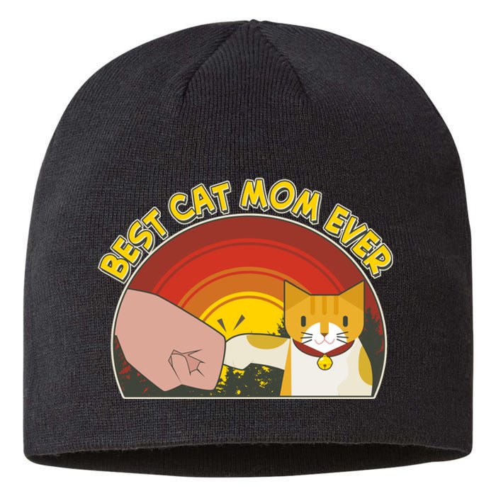 Retro Best Cat Mom Ever Sustainable Beanie