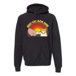 Retro Best Cat Mom Ever Premium Hoodie