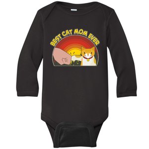 Retro Best Cat Mom Ever Baby Long Sleeve Bodysuit