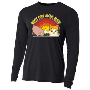 Retro Best Cat Mom Ever Cooling Performance Long Sleeve Crew