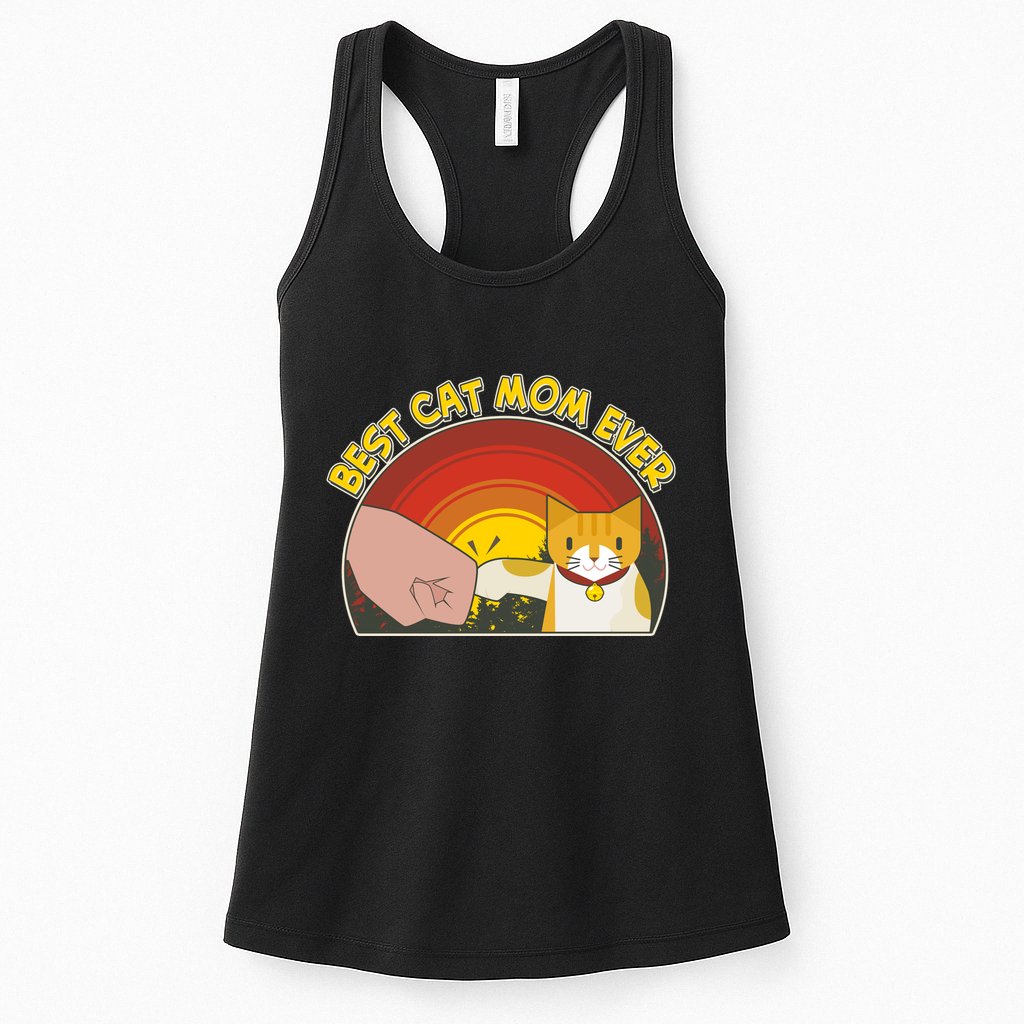 Retro Best Cat Mom Ever Womens Tank Top