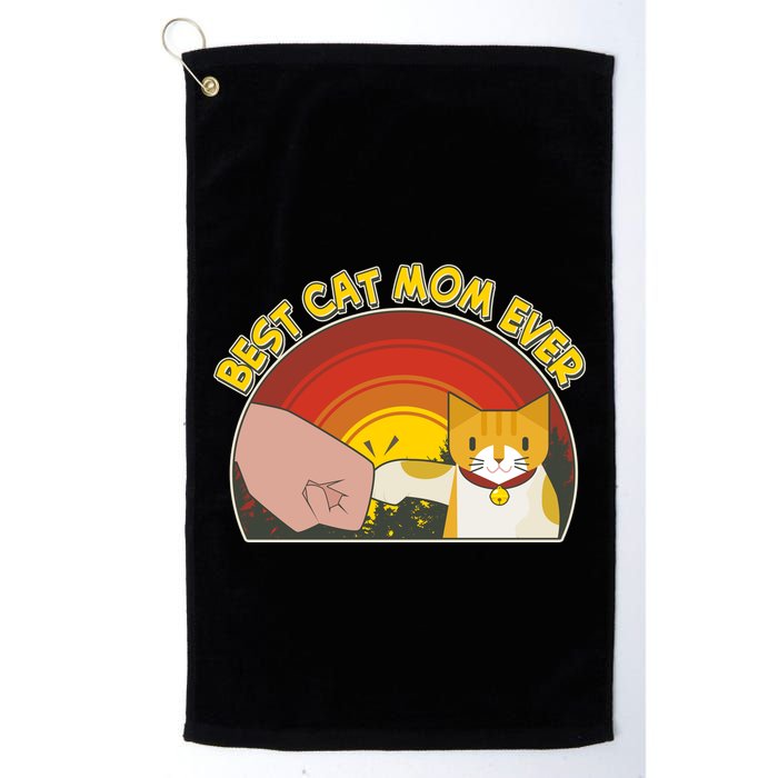 Retro Best Cat Mom Ever Golf Towel