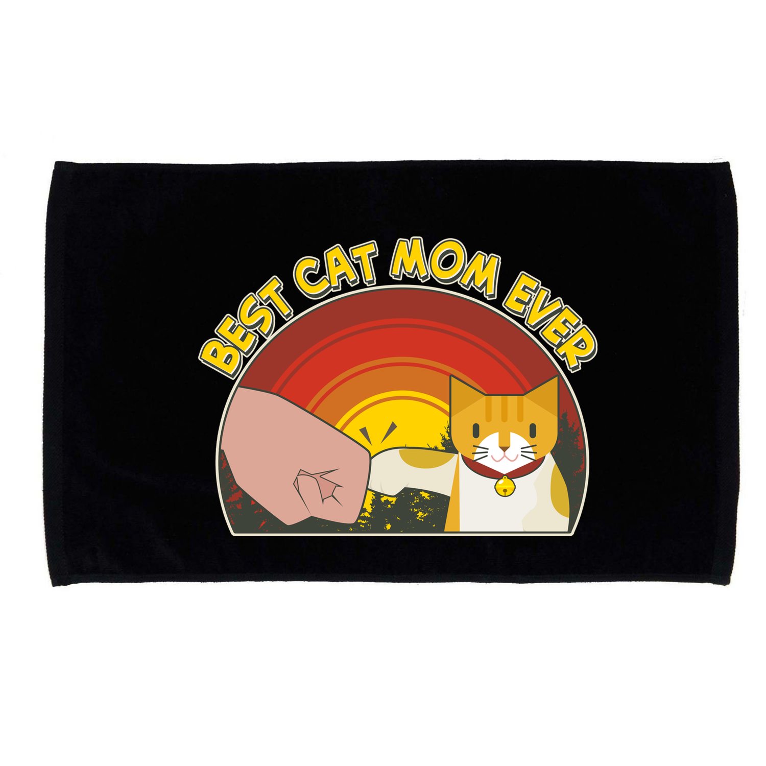 Retro Best Cat Mom Ever Microfiber Hand Towel