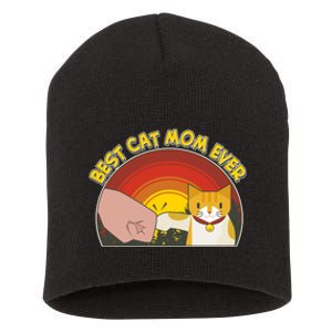 Retro Best Cat Mom Ever Short Acrylic Beanie