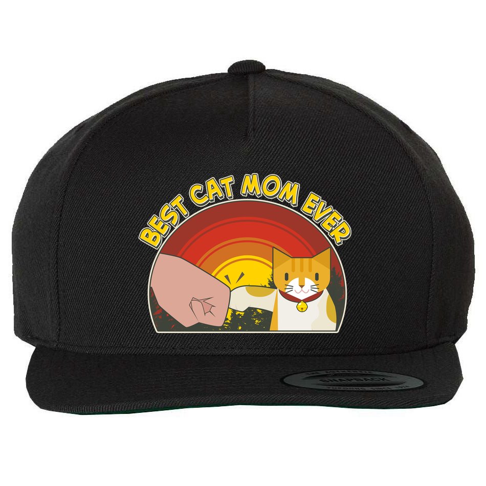 Retro Best Cat Mom Ever Wool Snapback Cap