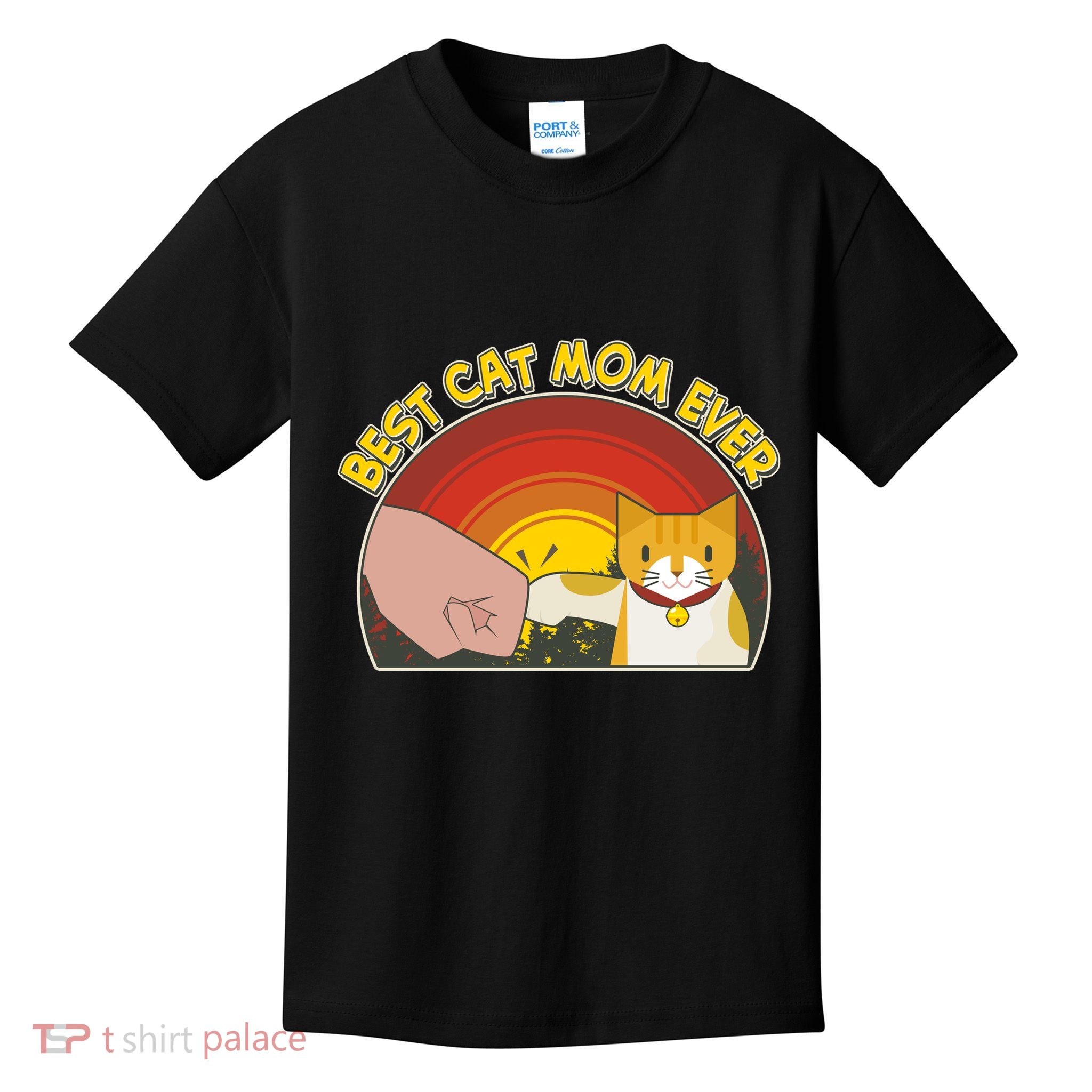 Retro Best Cat Mom Ever Kids T-Shirt