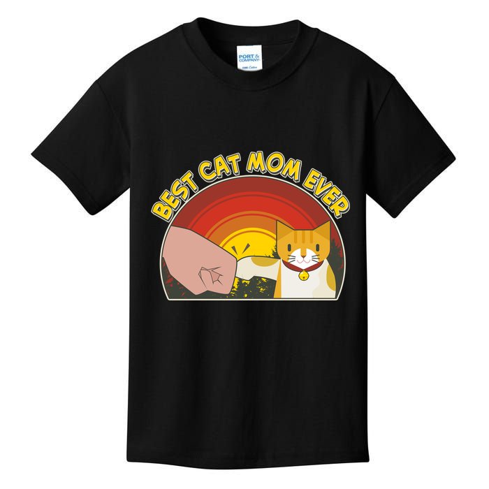 Retro Best Cat Mom Ever Kids T-Shirt