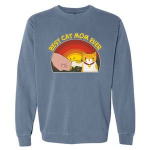 Retro Best Cat Mom Ever Garment-Dyed Sweatshirt