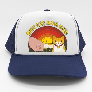 Retro Best Cat Mom Ever Trucker Hat