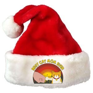 Retro Best Cat Mom Ever Premium Christmas Santa Hat