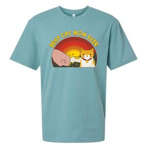 Retro Best Cat Mom Ever Sueded Cloud Jersey T-Shirt