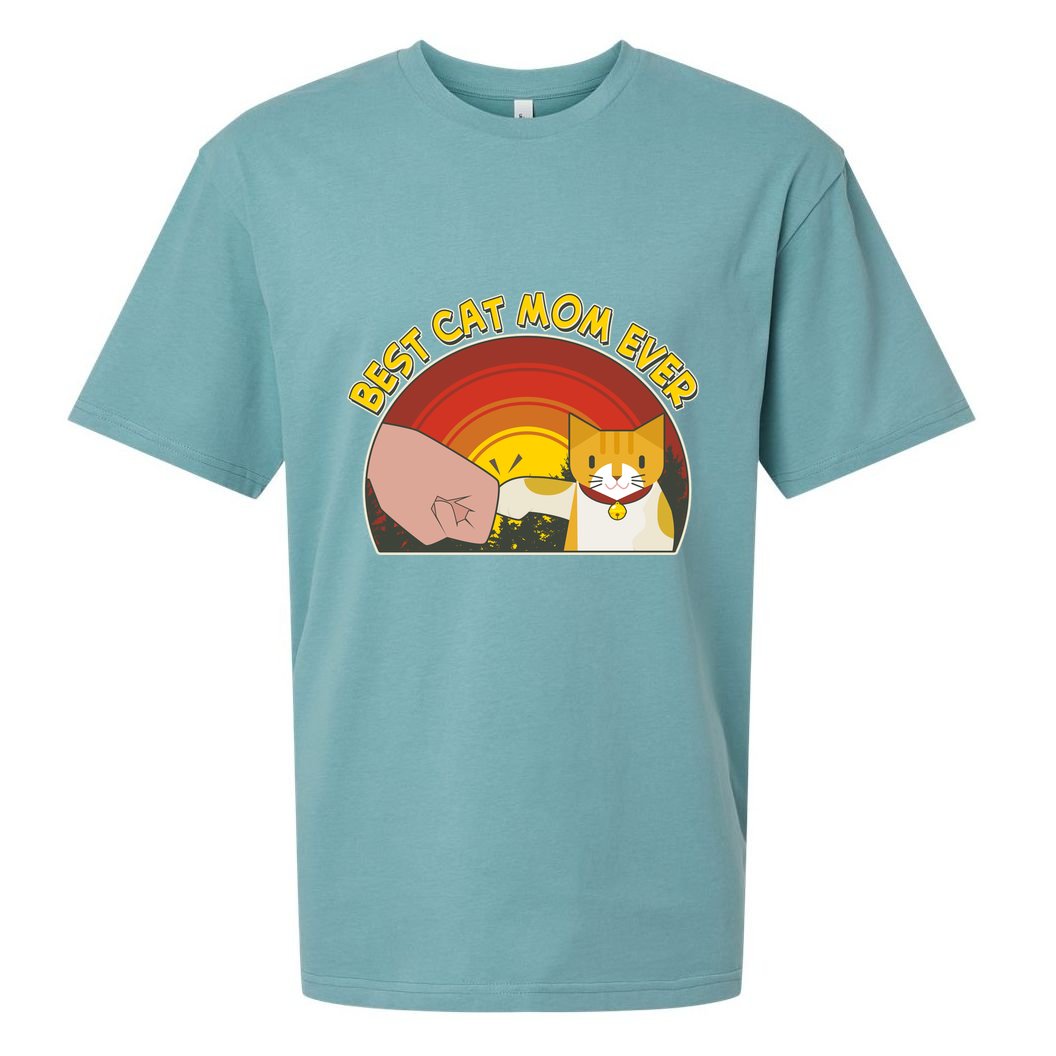 Retro Best Cat Mom Ever Sueded Cloud Jersey T-Shirt