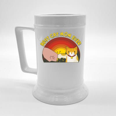 Retro Best Cat Mom Ever Beer Stein