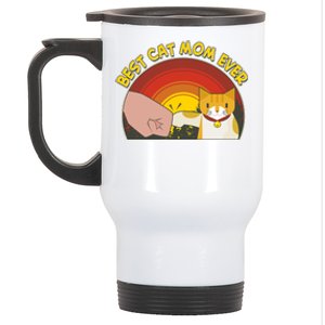 Retro Best Cat Mom Ever Stainless Steel Travel Mug