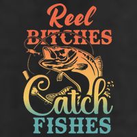 Reel Bitches Catch Fishes Funny Retro Fishing 7 Panel Mesh Trucker Snapback Hat