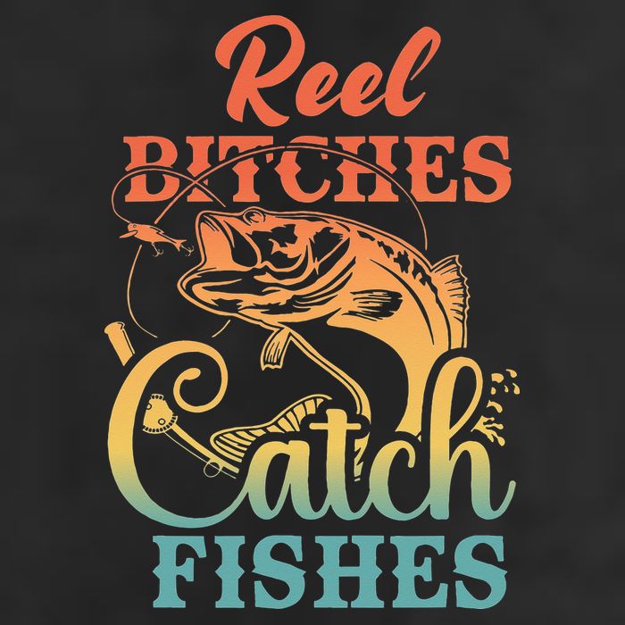 Reel Bitches Catch Fishes Funny Retro Fishing 7 Panel Mesh Trucker Snapback Hat