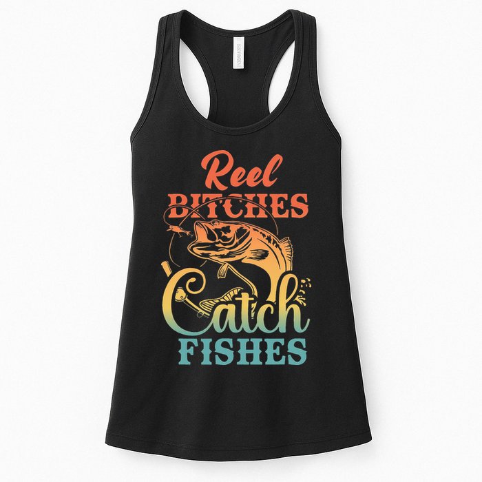 Reel Bitches Catch Fishes Funny Retro Fishing Womens Tank Top