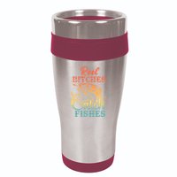Reel Bitches Catch Fishes Funny Retro Fishing 16oz Travel Tumbler
