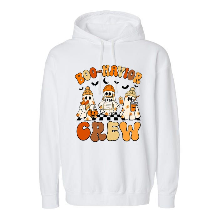 Retro Boohavior Crew Behavior Analyst Halloween Aba Rbt Garment-Dyed Fleece Hoodie