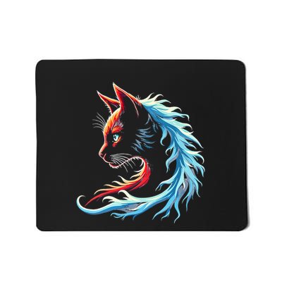 Retro Blue Cat Wave Of Cat Ladies Cat Lover Mousepad