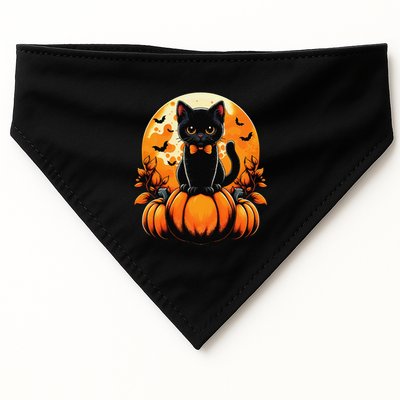 Retro Black Cat Pumpkin Halloween Costume Fall Autumn Season Gift USA-Made Doggie Bandana