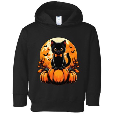 Retro Black Cat Pumpkin Halloween Costume Fall Autumn Season Gift Toddler Hoodie