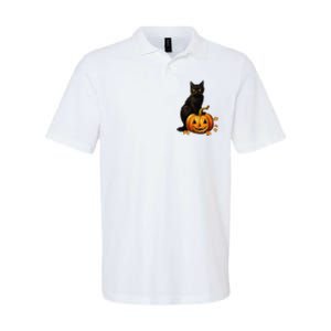 Retro Black Cat Halloween Pumpkin Softstyle Adult Sport Polo