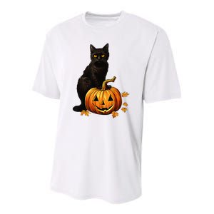 Retro Black Cat Halloween Pumpkin Youth Performance Sprint T-Shirt