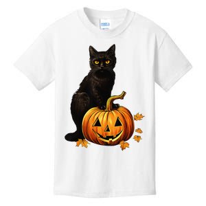 Retro Black Cat Halloween Pumpkin Kids T-Shirt