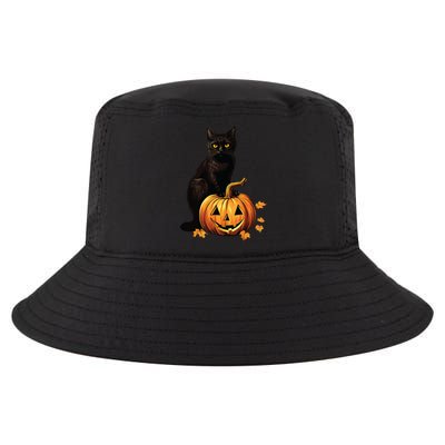 Retro Black Cat Halloween Pumpkin Costume Cool Comfort Performance Bucket Hat