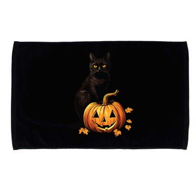 Retro Black Cat Halloween Pumpkin Costume Microfiber Hand Towel