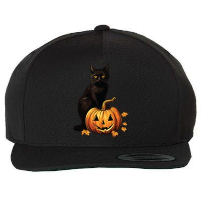 Retro Black Cat Halloween Pumpkin Costume Wool Snapback Cap