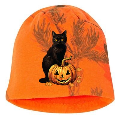 Retro Black Cat Halloween Pumpkin Costume Kati - Camo Knit Beanie