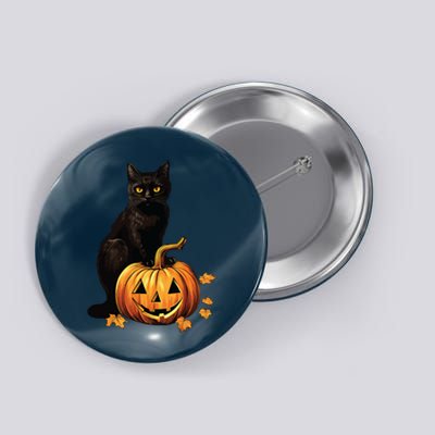 Retro Black Cat Halloween Pumpkin Costume Button