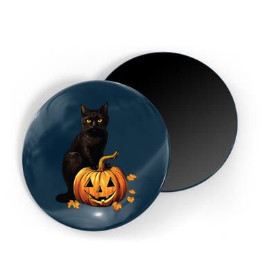 Retro Black Cat Halloween Pumpkin Costume Magnet