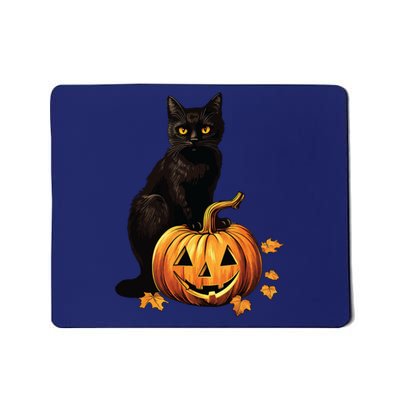 Retro Black Cat Halloween Pumpkin Costume Mousepad