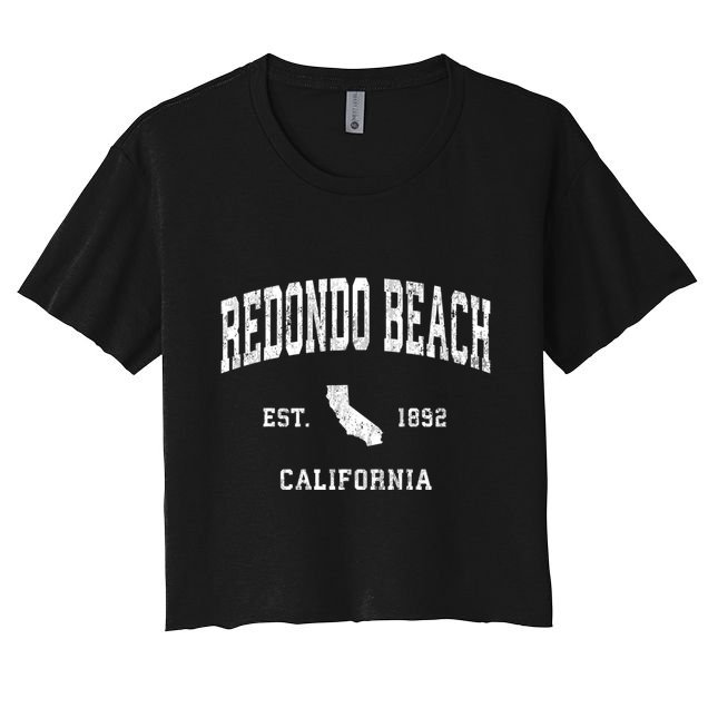 Redondo Beach California Ca Vintage Athletic Sports Crop Top