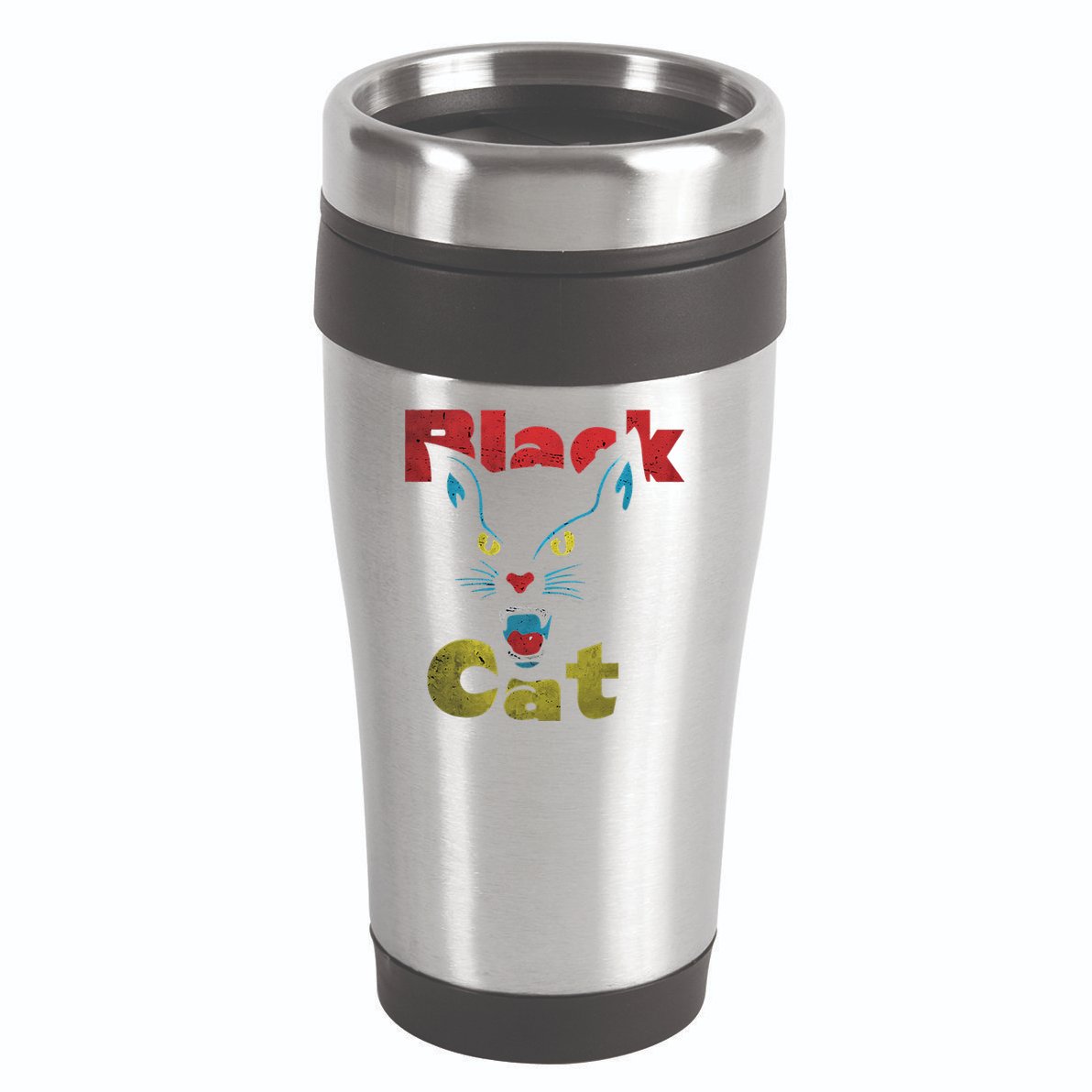 Retro Black Cat Retro Fireworks Vintage Halloween 70s 16oz Travel Tumbler
