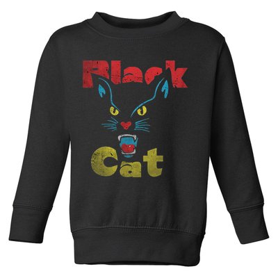 Retro Black Cat Retro Fireworks Vintage Halloween 70s Toddler Sweatshirt