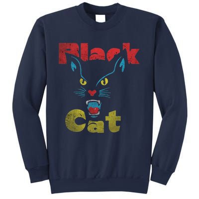 Retro Black Cat Retro Fireworks Vintage Halloween 70s Sweatshirt