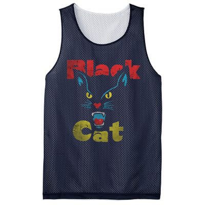 Retro Black Cat Retro Fireworks Vintage Halloween 70s Mesh Reversible Basketball Jersey Tank